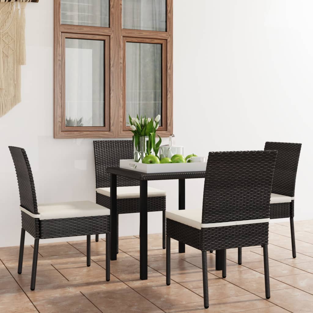 vidaXL 3-delige Tuinset poly rattan zwart