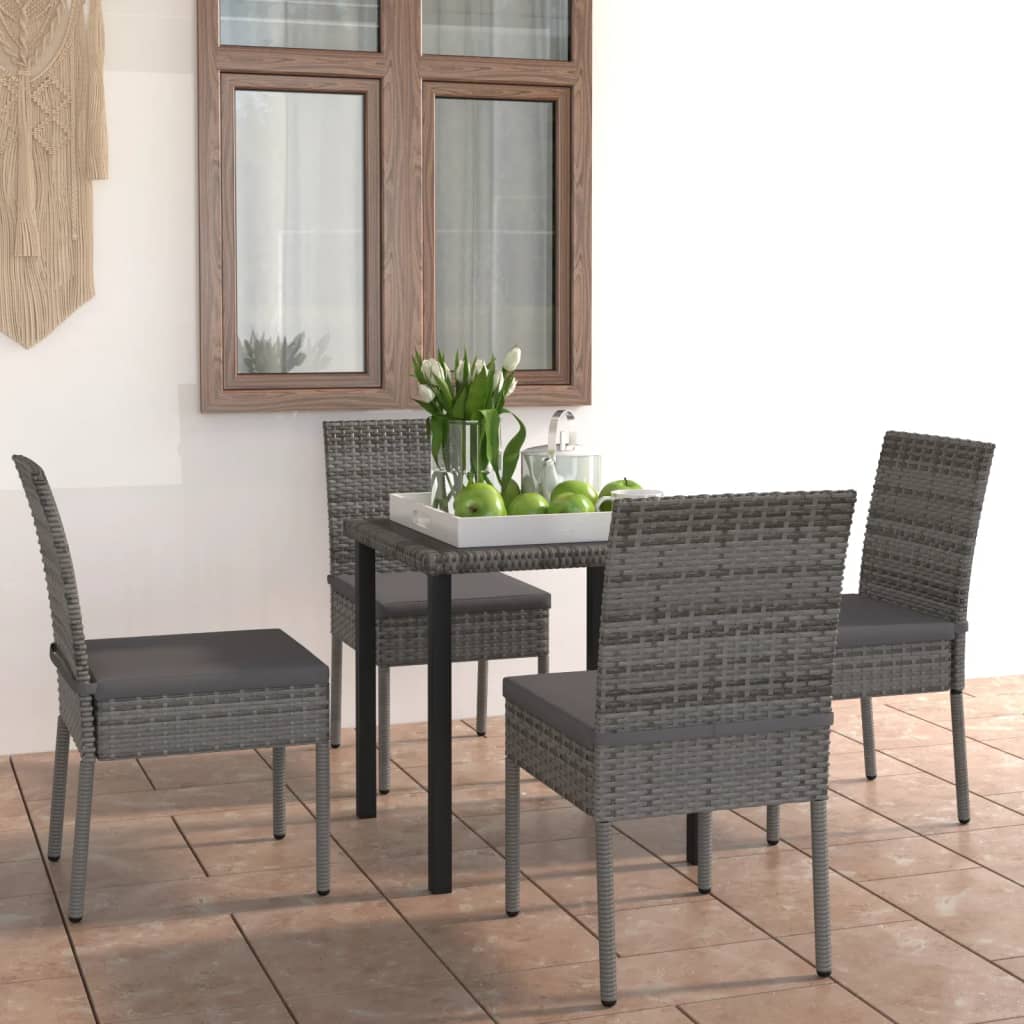 vidaXL 3-delige Tuinset poly rattan zwart
