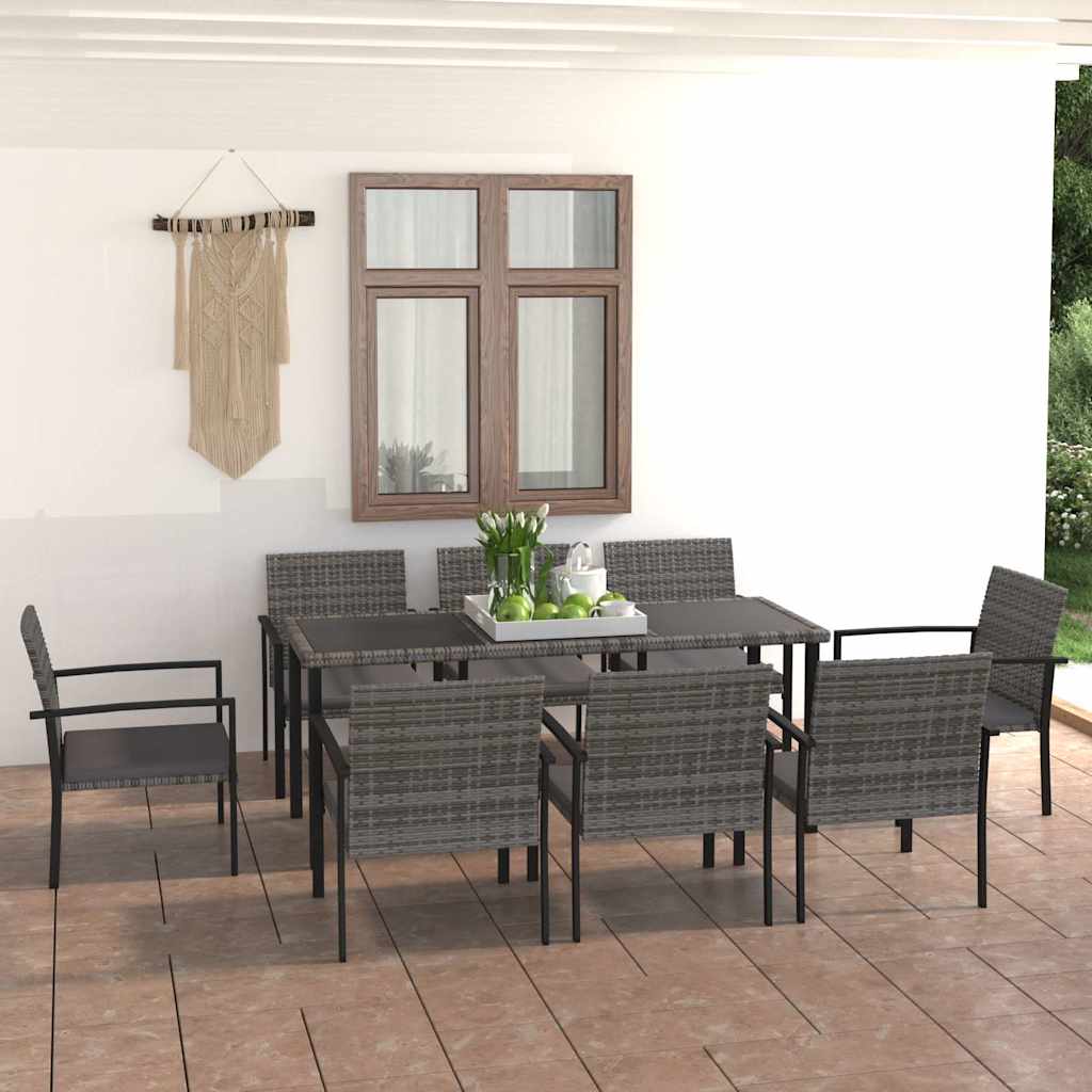vidaXL 7-Piece Garden Dining Set Poly Rattan Black