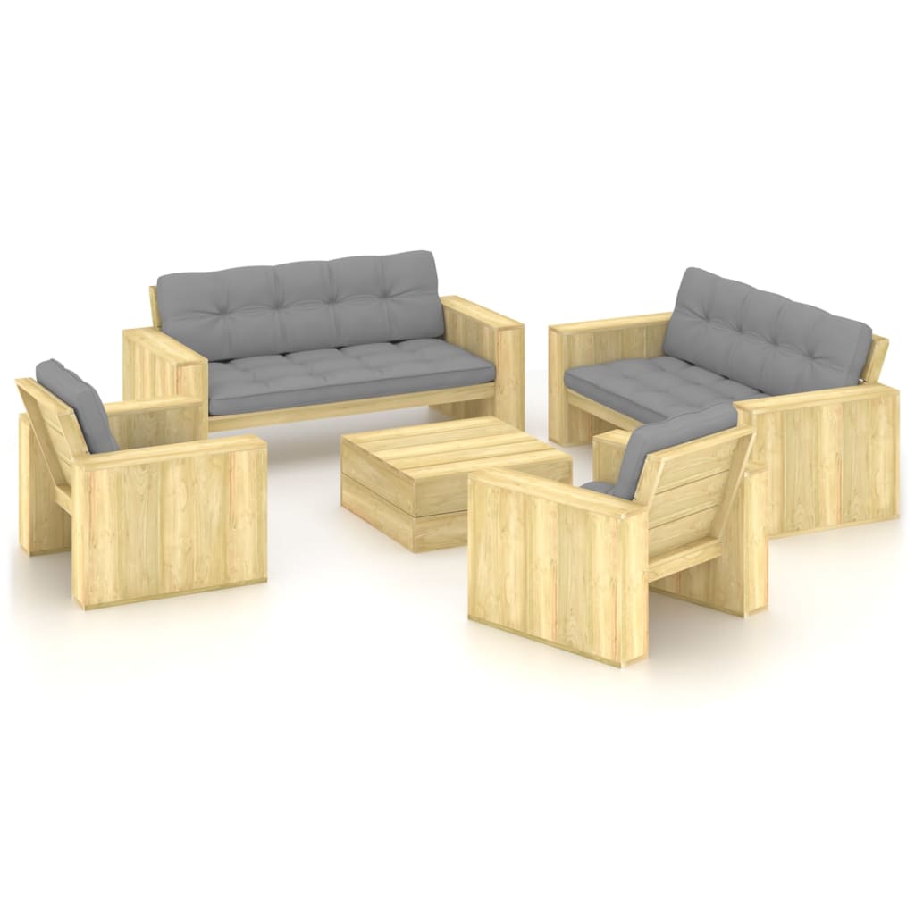 vidaXL 5-piece Lounge Set with Cushions Impregnated Pinewood