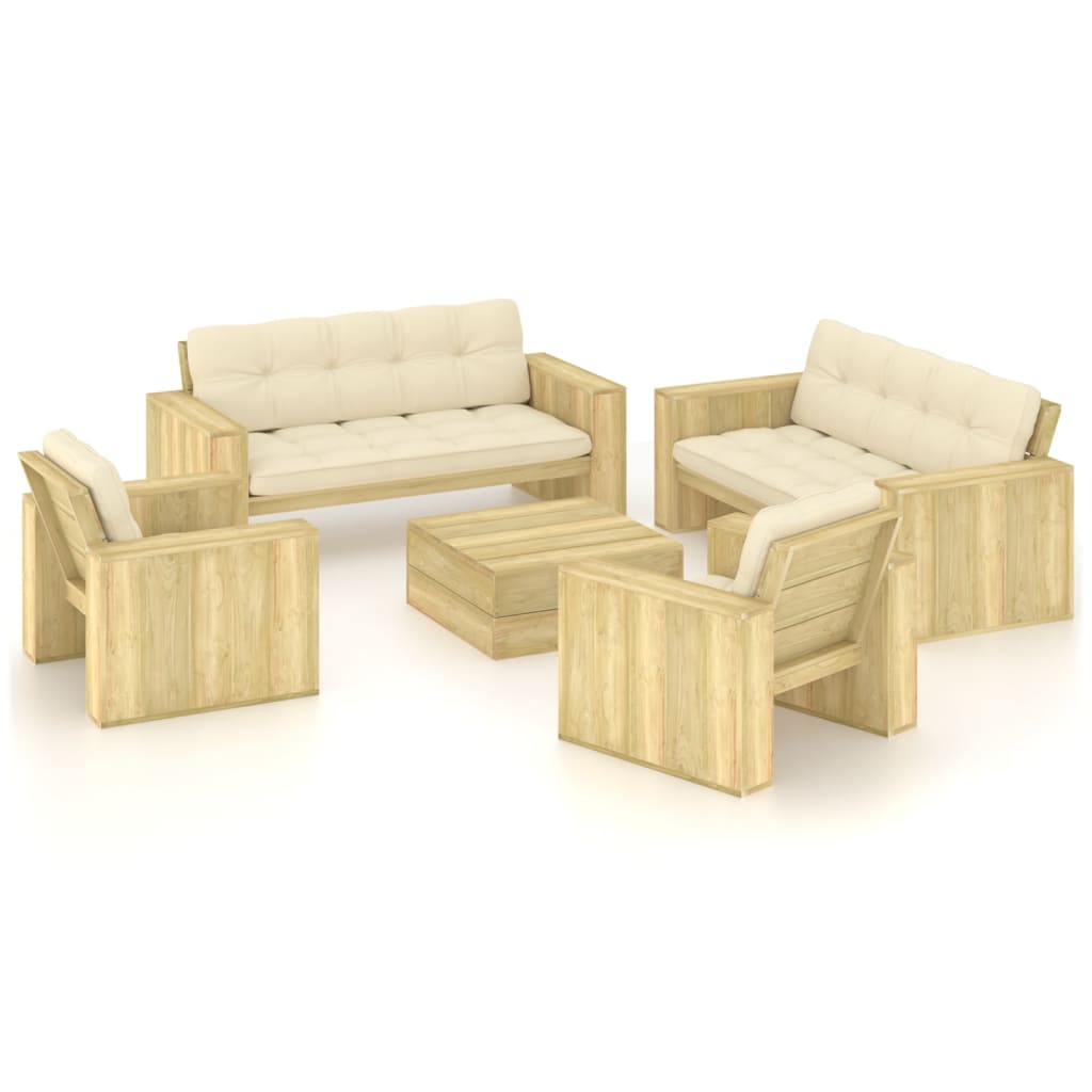 vidaXL 5-piece Lounge Set with Cushions Impregnated Pinewood
