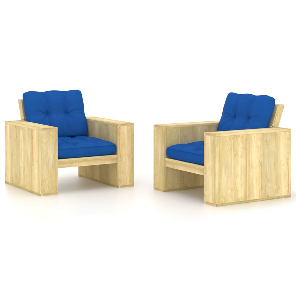 vidaXL Garden Chairs 2 pcs with anthracite cushions impregnated pinewood