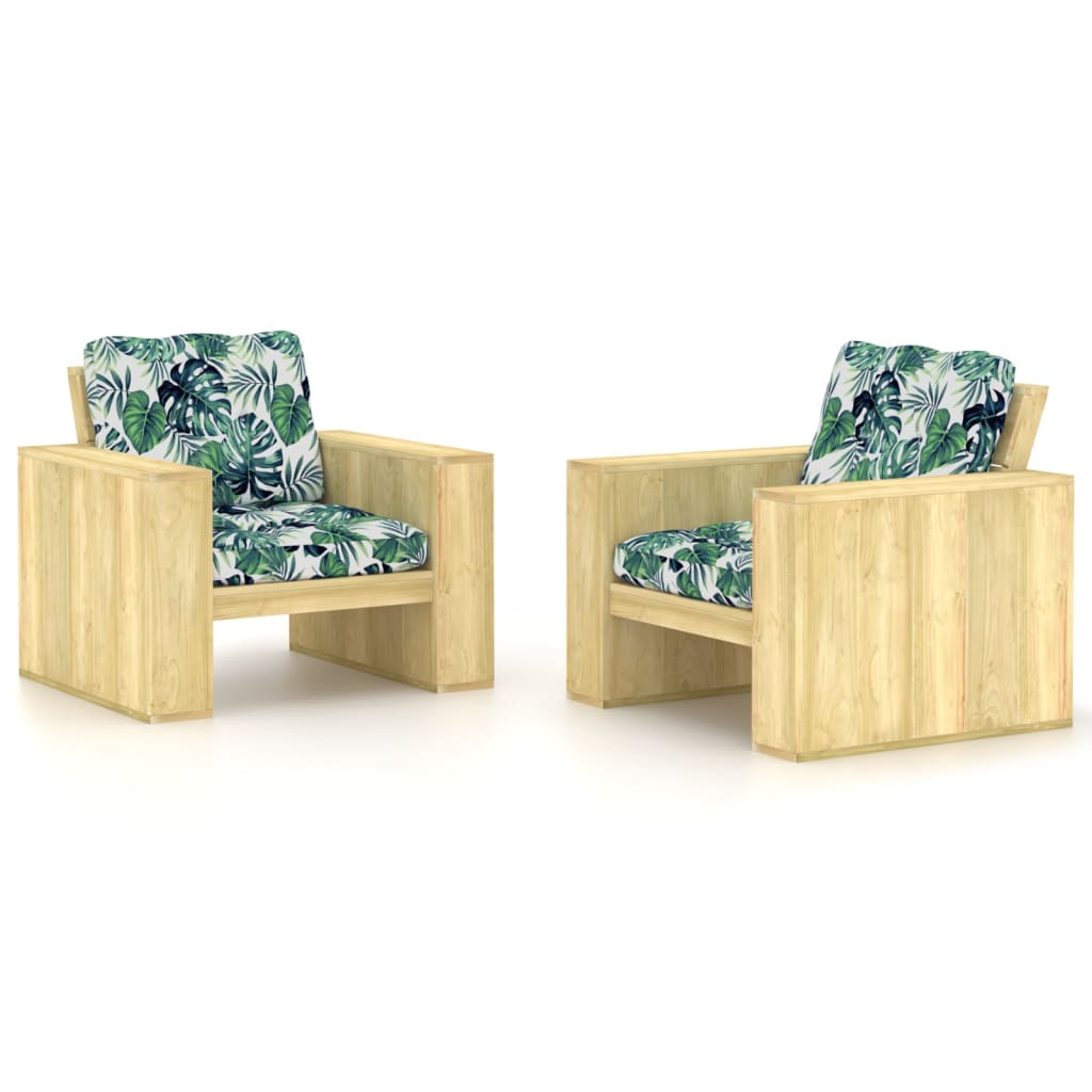 vidaXL Garden Chairs 2 pcs with anthracite cushions impregnated pinewood