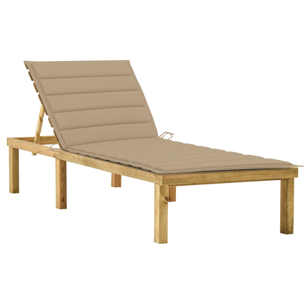 vidaXL Sun Lounger with Anthracite Cushion Impregnated Pinewood