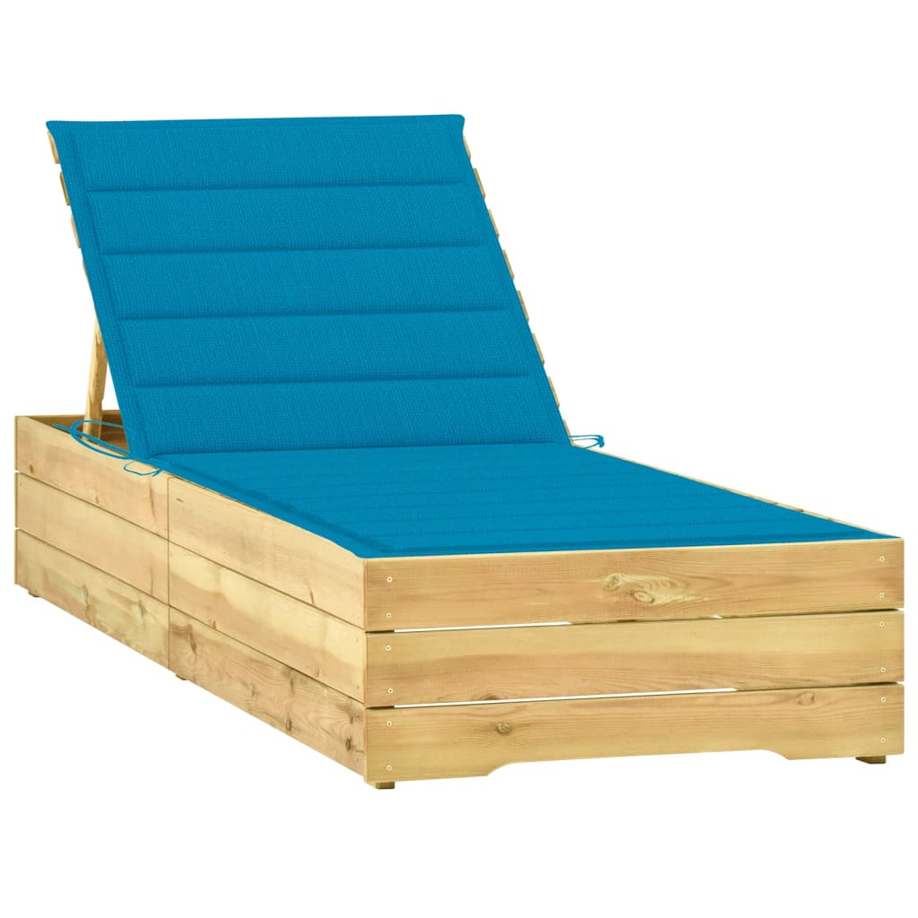 vidaXL Sun Lounger with Anthracite Cushion Impregnated Pinewood