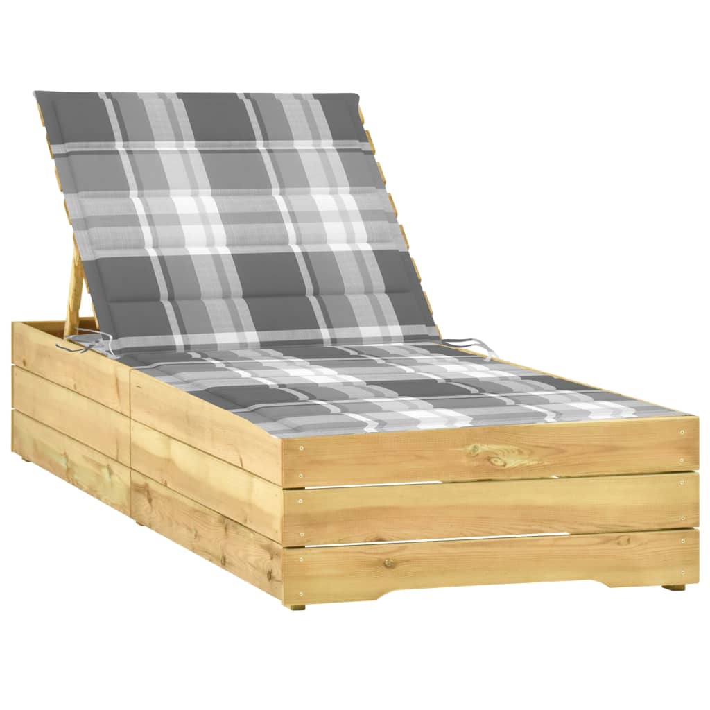 vidaXL Sun Lounger with Anthracite Cushion Impregnated Pinewood