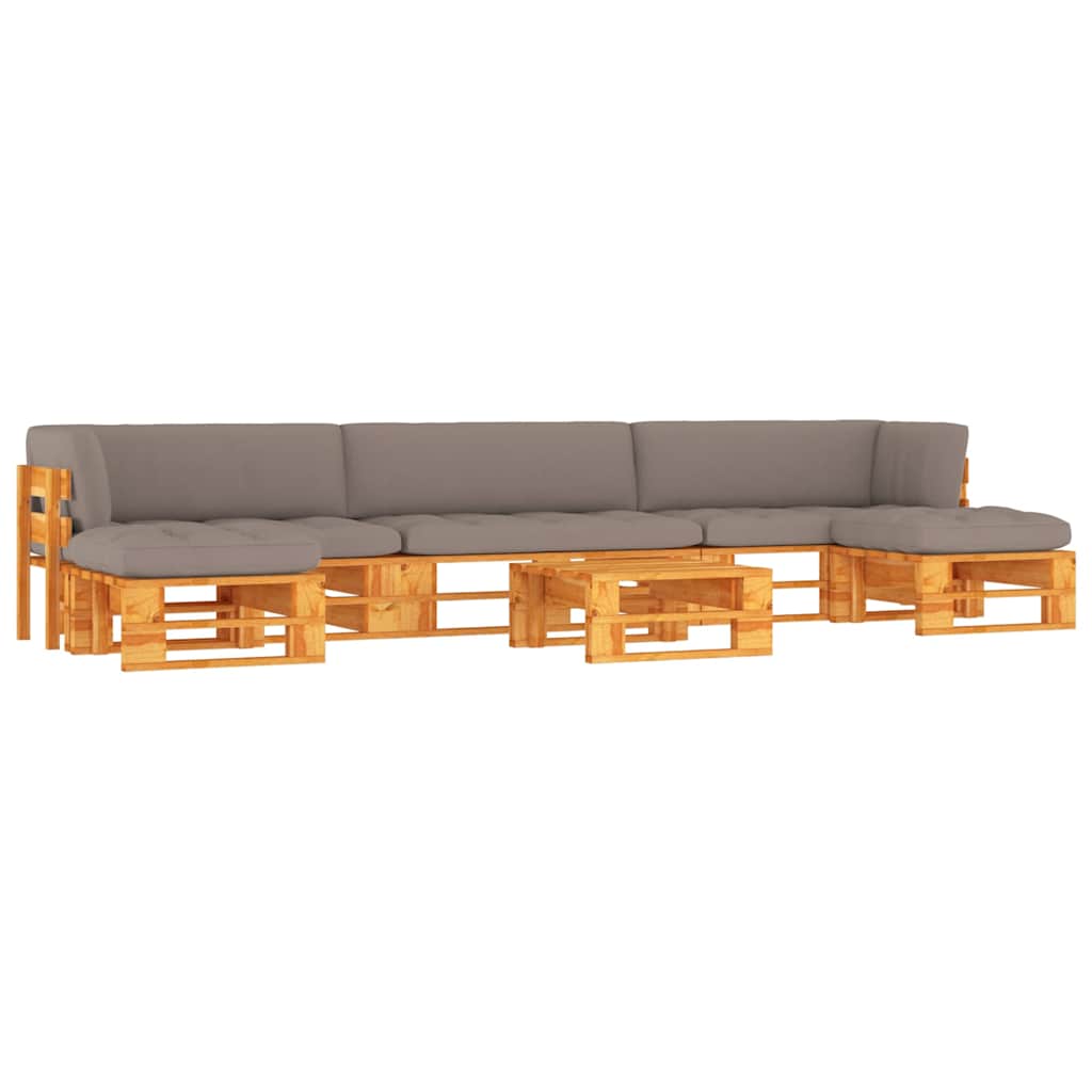 vidaXL Tweezitsbank pallet met kussens grijs geïmpregneerd grenenhout