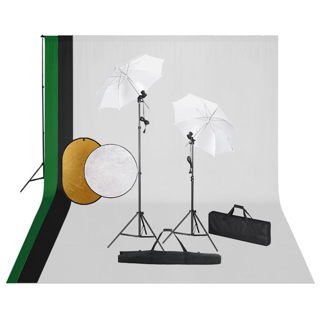 vidaXL Fotostudioset met lampen, paraplu's, achtergrond en reflector