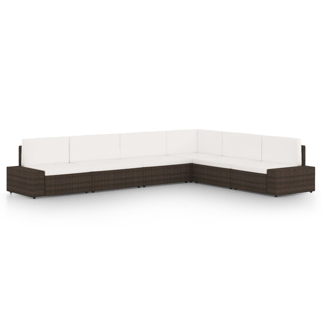 vidaXL 4-Piece Poly Rattan Lounge Set with Cushions Brown