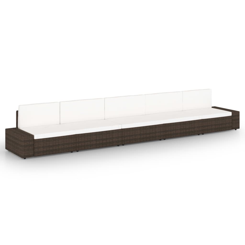 vidaXL 4-Piece Poly Rattan Lounge Set with Cushions Brown