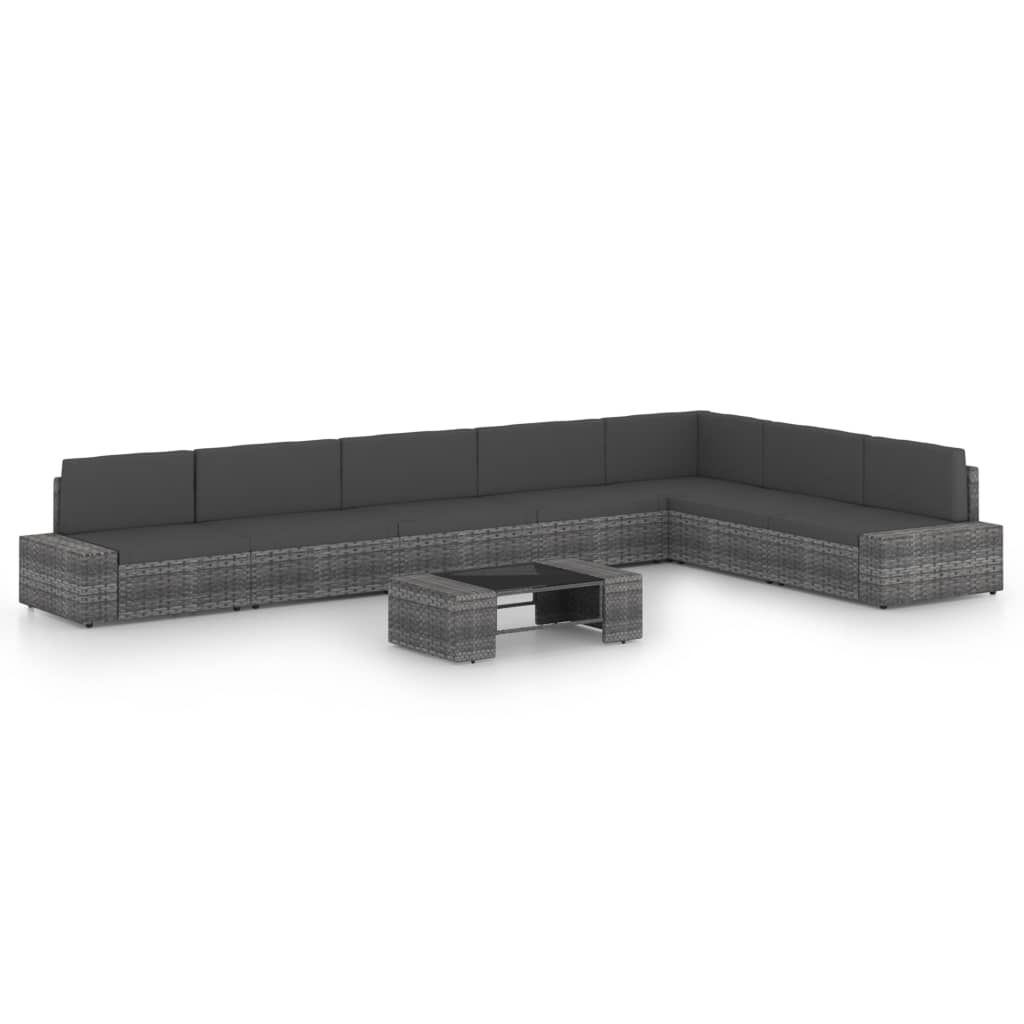 vidaXL 4-Piece Lounge Set with Cushions Poly Rattan Grey