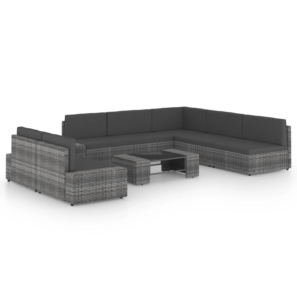 vidaXL 4-Piece Lounge Set with Cushions Poly Rattan Grey
