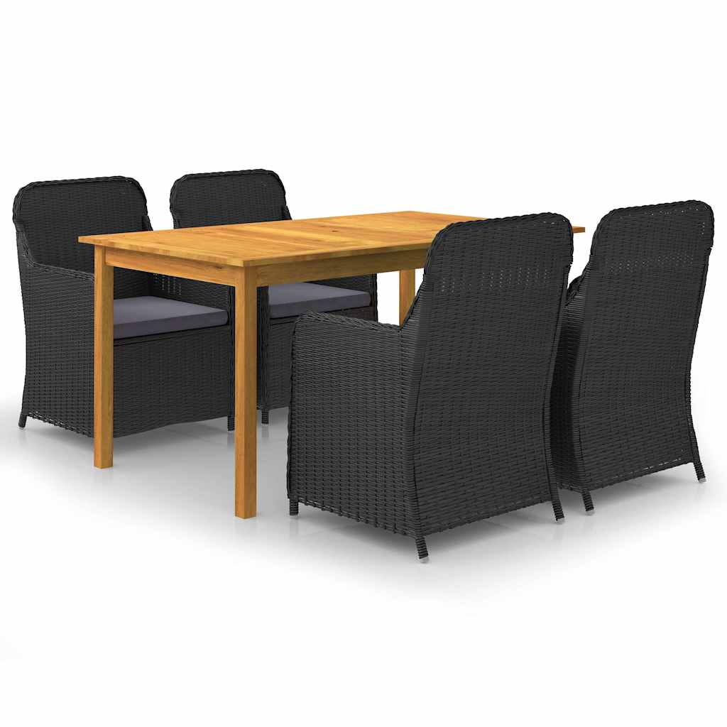 vidaXL 5-piece Garden Dining Set Black