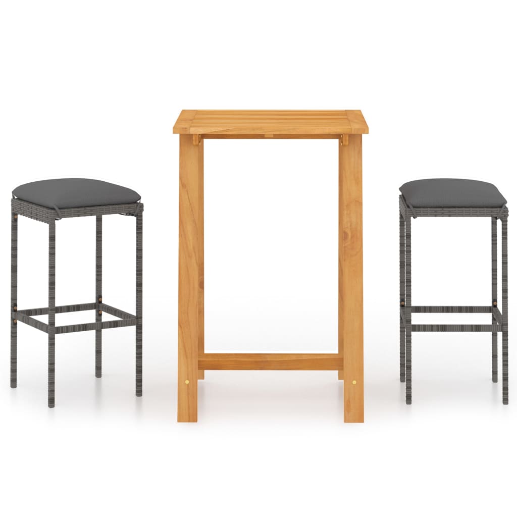 vidaXL 3-Piece Garden Bar Set with Cushions Brown