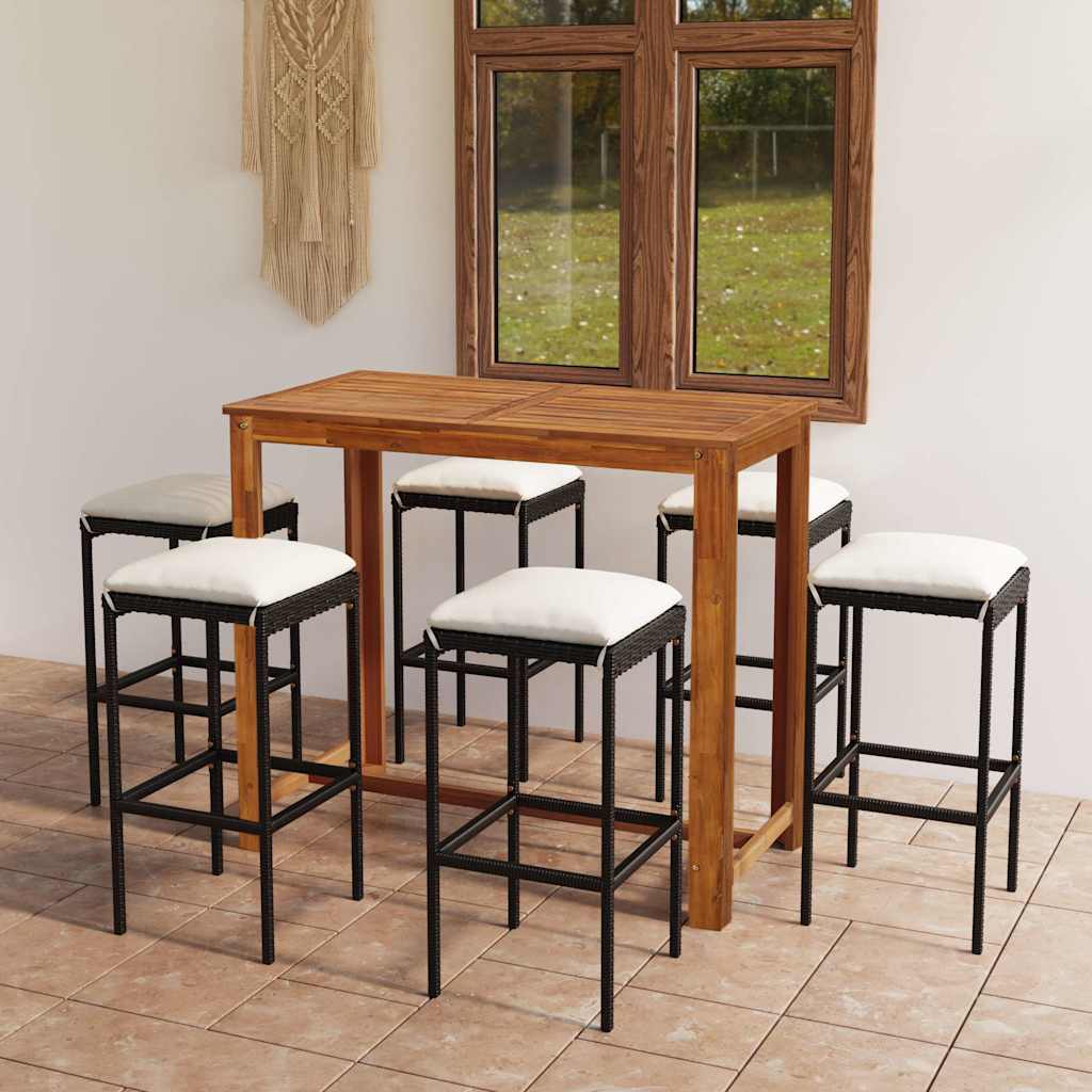 vidaXL 5-Piece Garden Bar Set with Cushions Brown