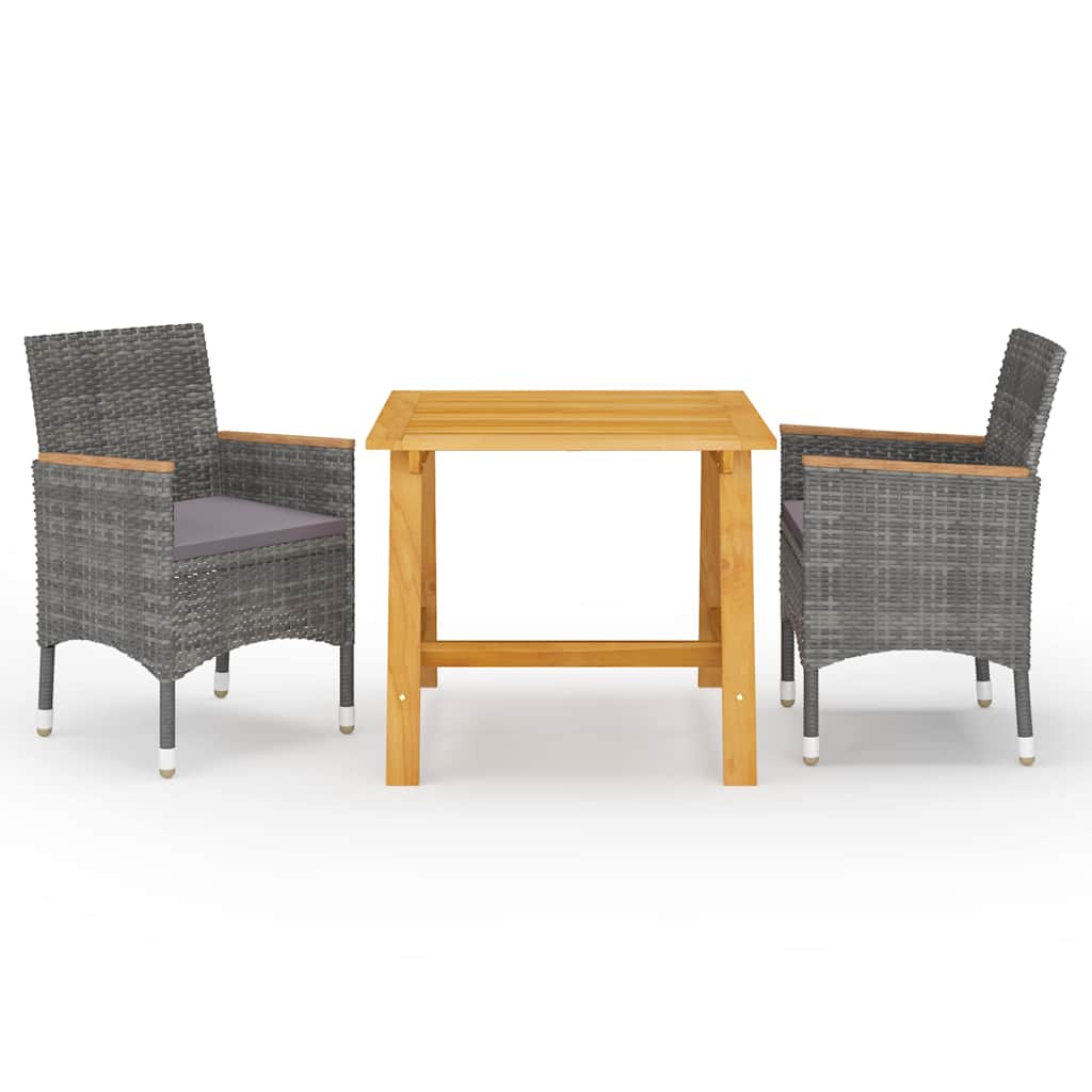 vidaXL 3-Piece Garden Dining Set Black
