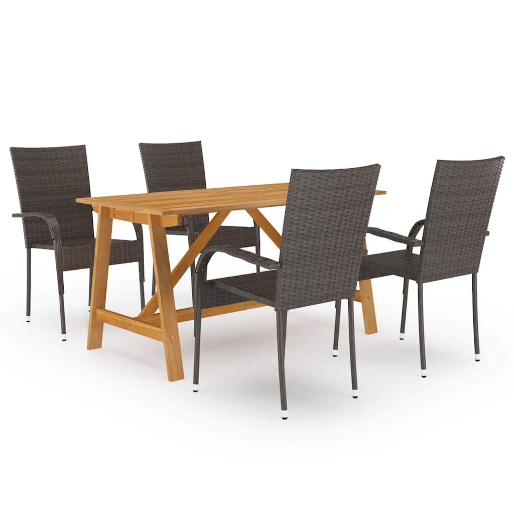 vidaXL 5-piece Garden Dining Set brown