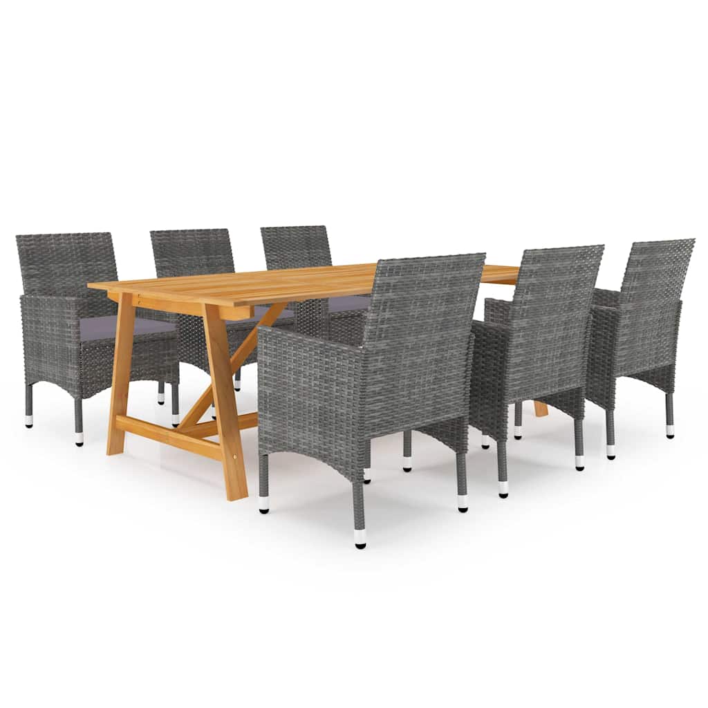 vidaXL 7-Piece Garden Dining Set Black