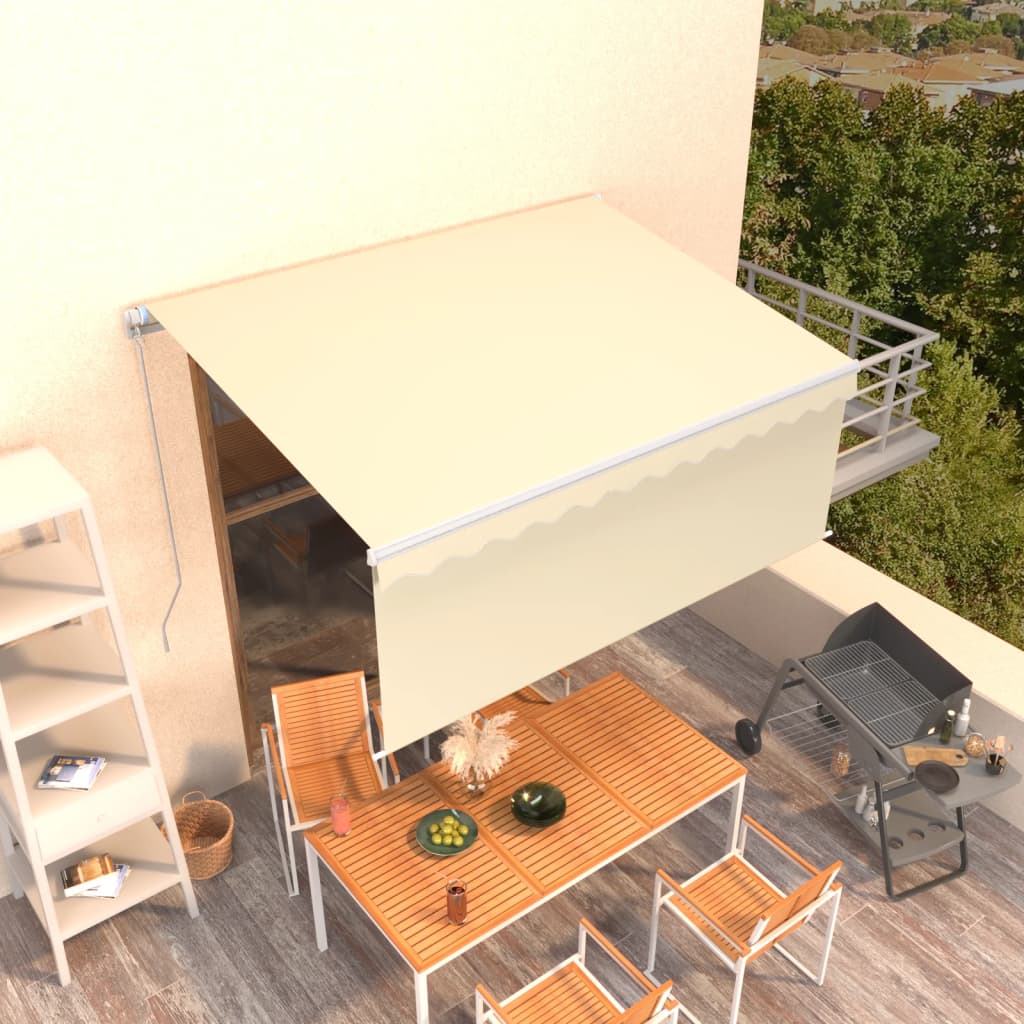vidaXL Luifel handmatig uittrekbaar met rolgordijn 3x2,5 m blauw wit
