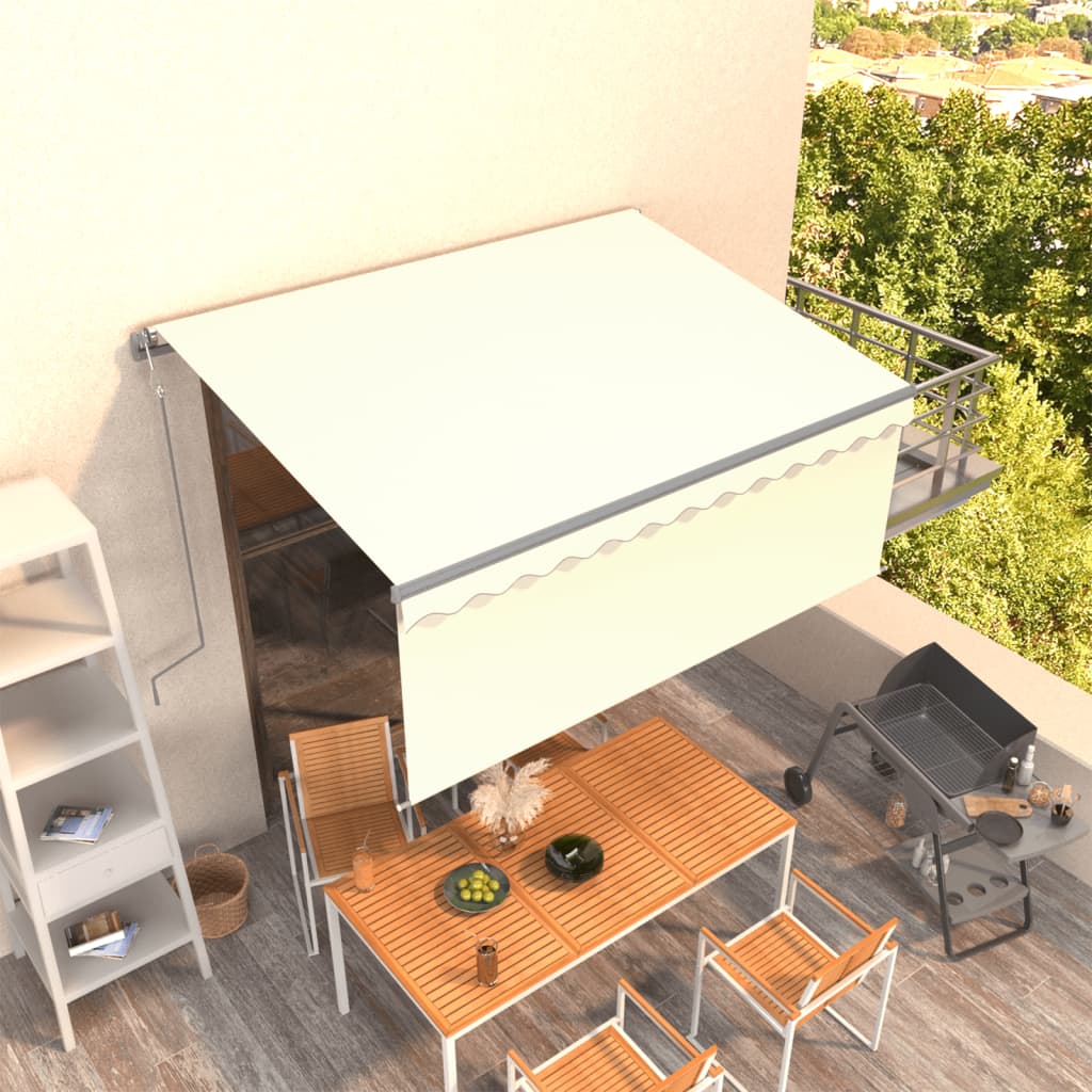 vidaXL Luifel automatisch uittrekbaar met rolgordijn 3x2,5 m blauw wit