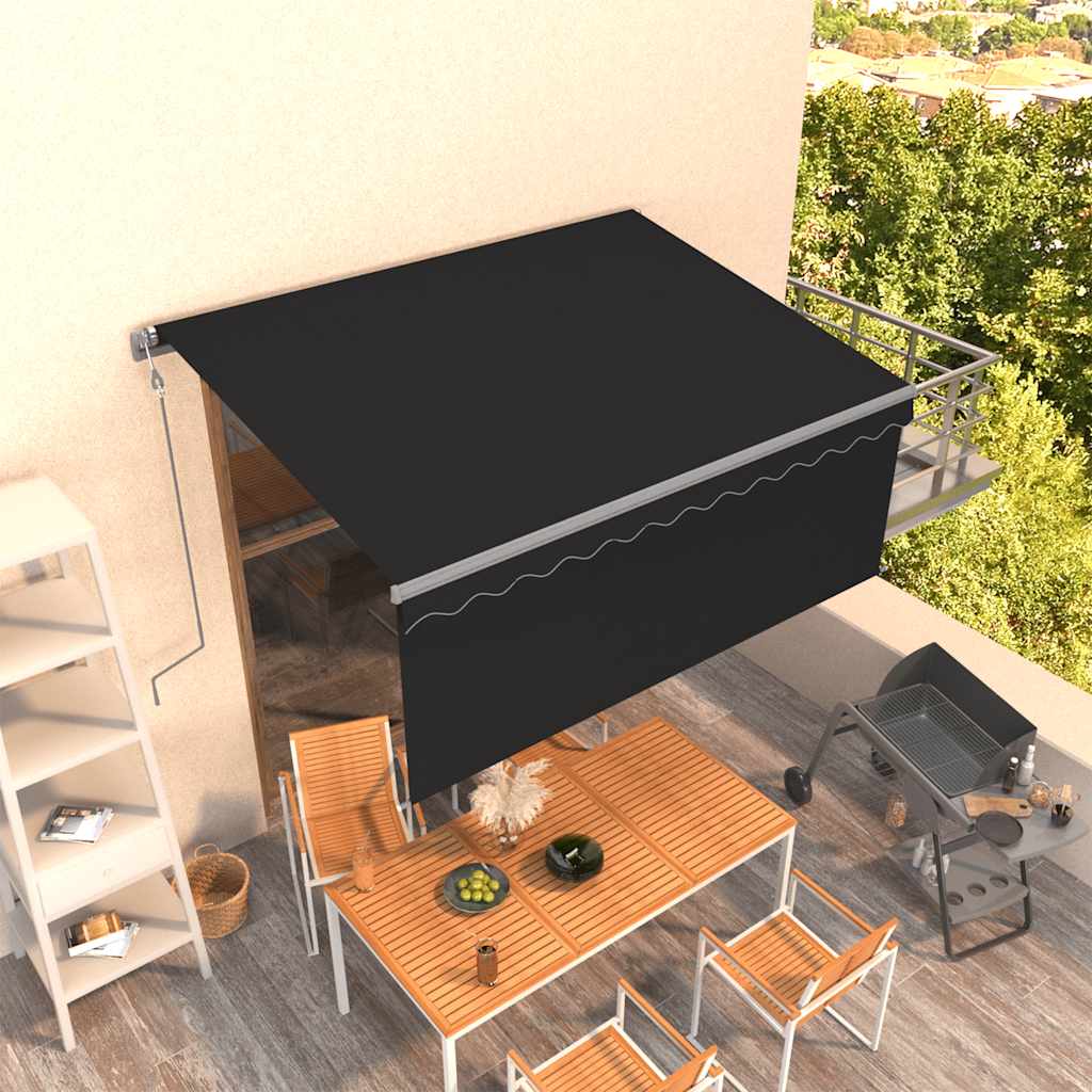 vidaXL Luifel automatisch uittrekbaar met rolgordijn 3x2,5 m blauw wit