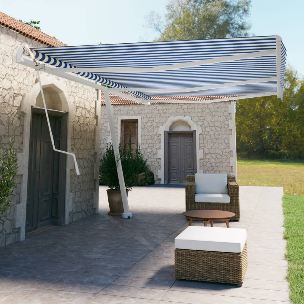 vidaXL Luifel vrijstaand automatisch 600x300 cm blauw en wit