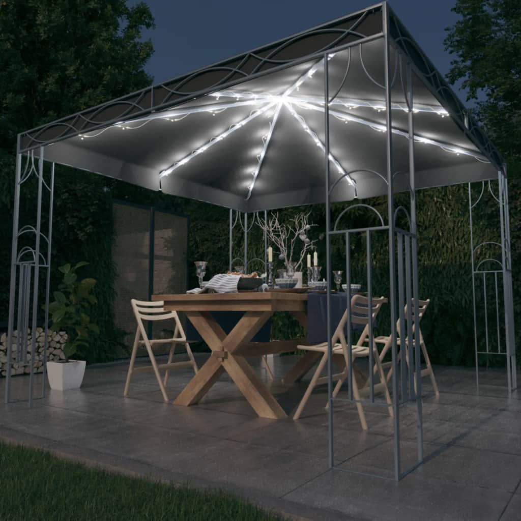 vidaXL Gazebo with LED String Lights 300x300 cm Cream