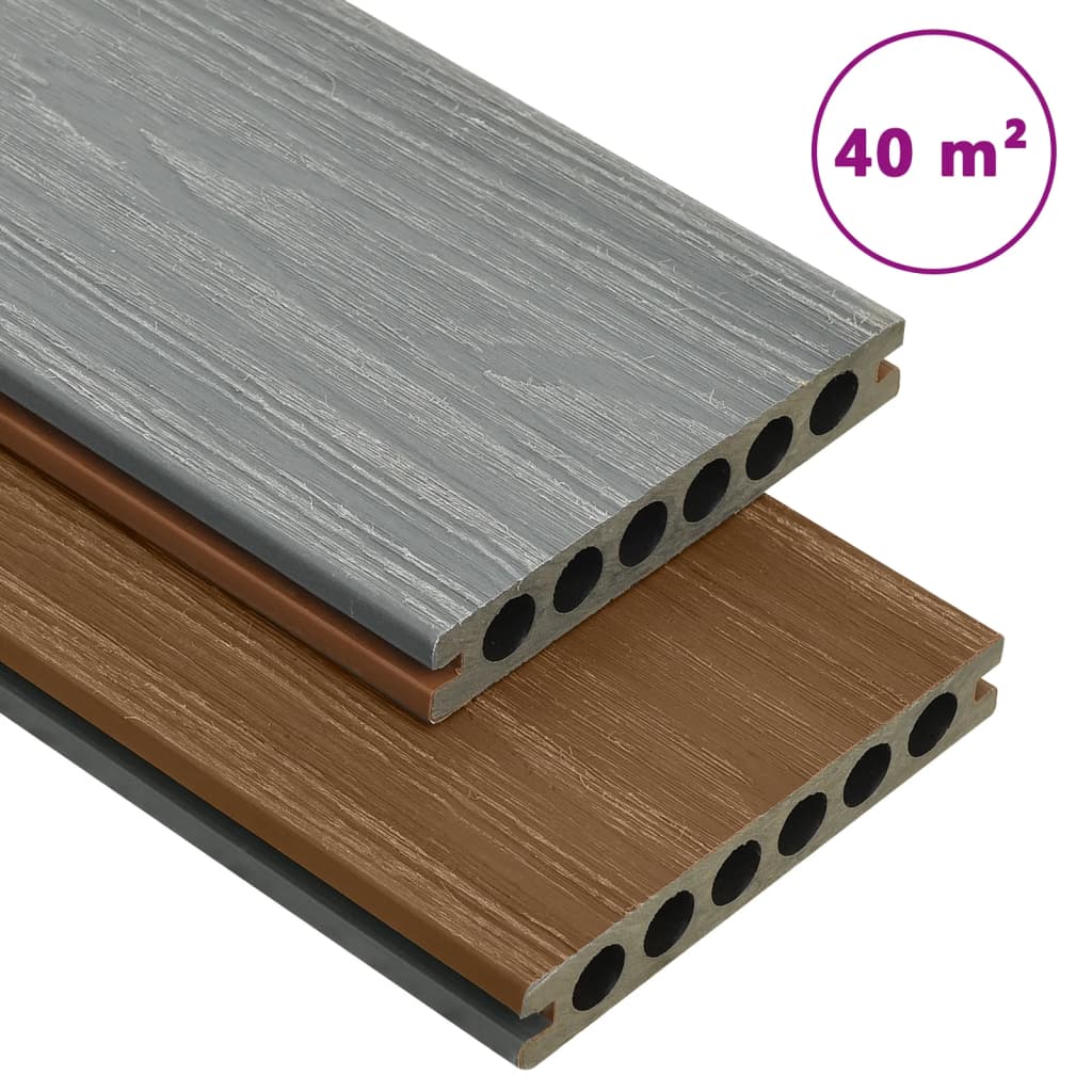vidaXL Decking boards with accessories 10 m² 2.2 m HKC brown and grey