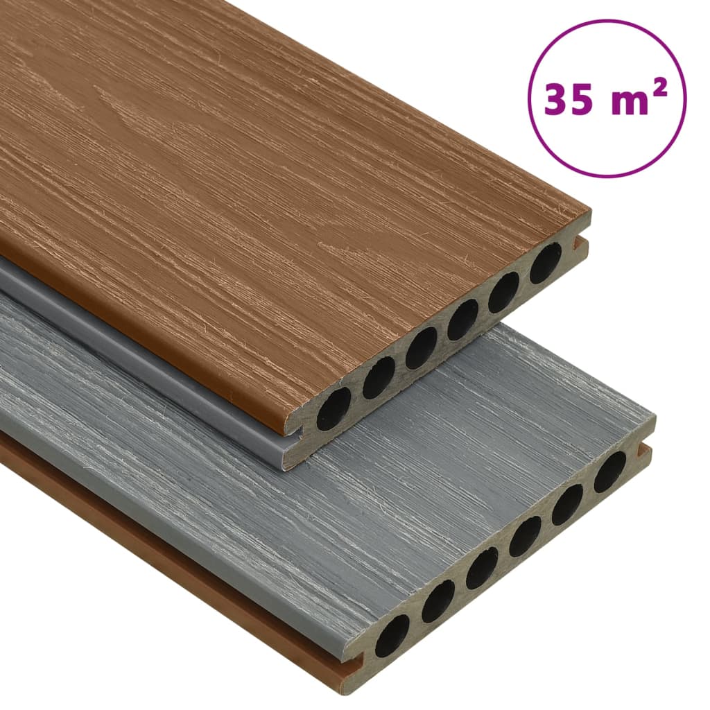 vidaXL Decking boards with accessories 10 m² 2.2 m HKC brown and grey