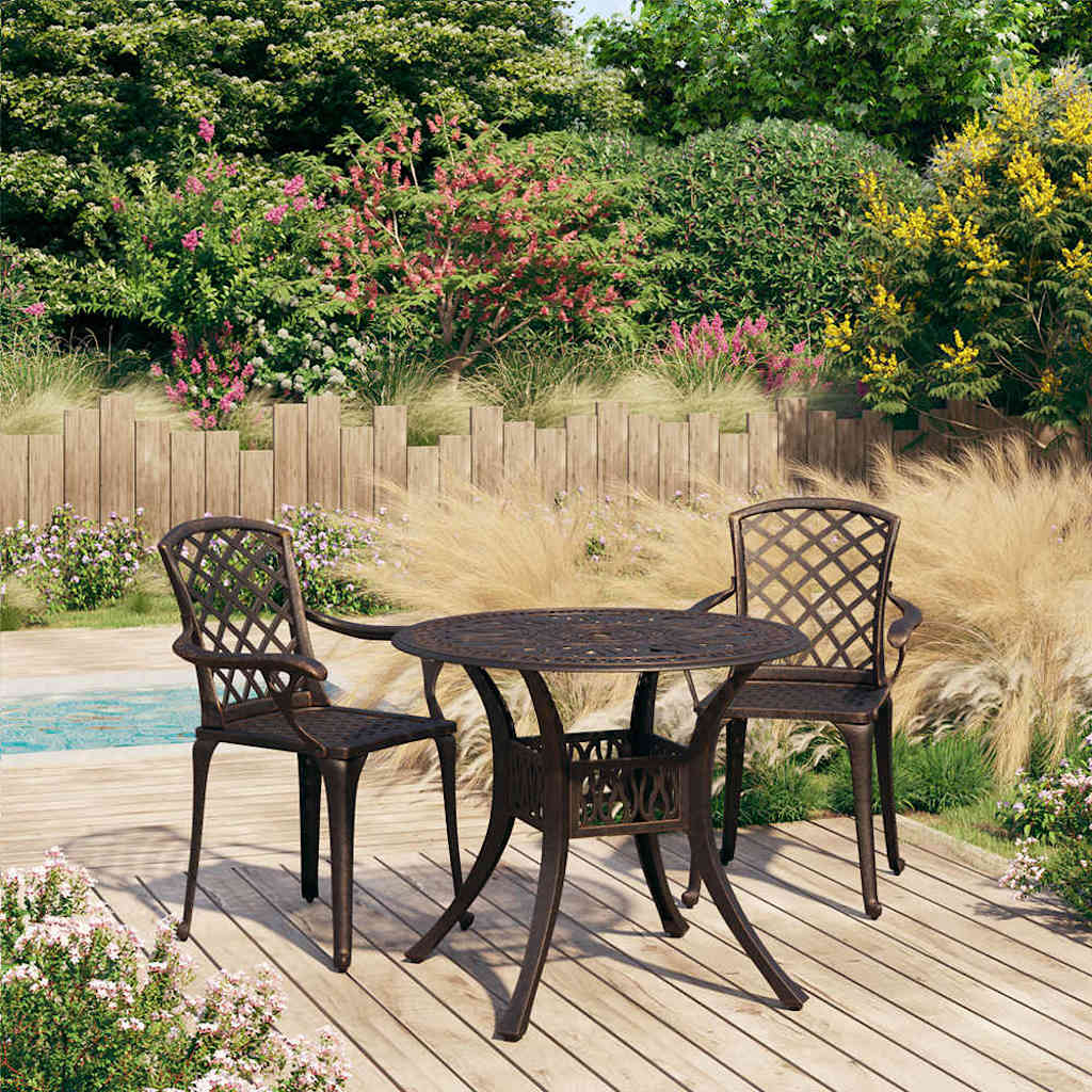 vidaXL 3-Piece Cast Aluminum Bistro Set Bronze