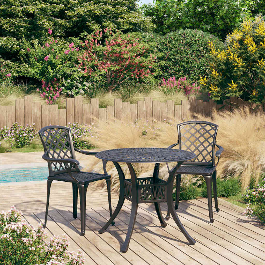 vidaXL 3-Piece Cast Aluminum Bistro Set Bronze