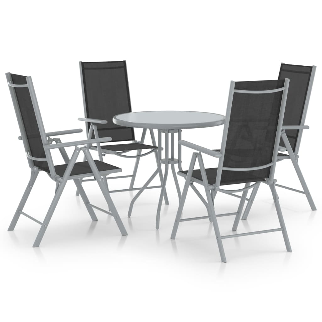 vidaXL 5-piece Garden Dining Set aluminium and textilene black