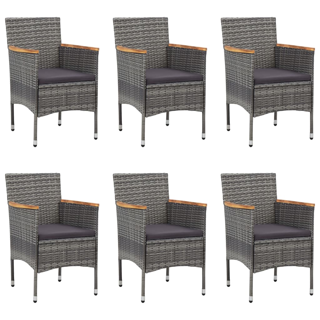 vidaXL 7-piece Garden Dining Set Poly Rattan Black