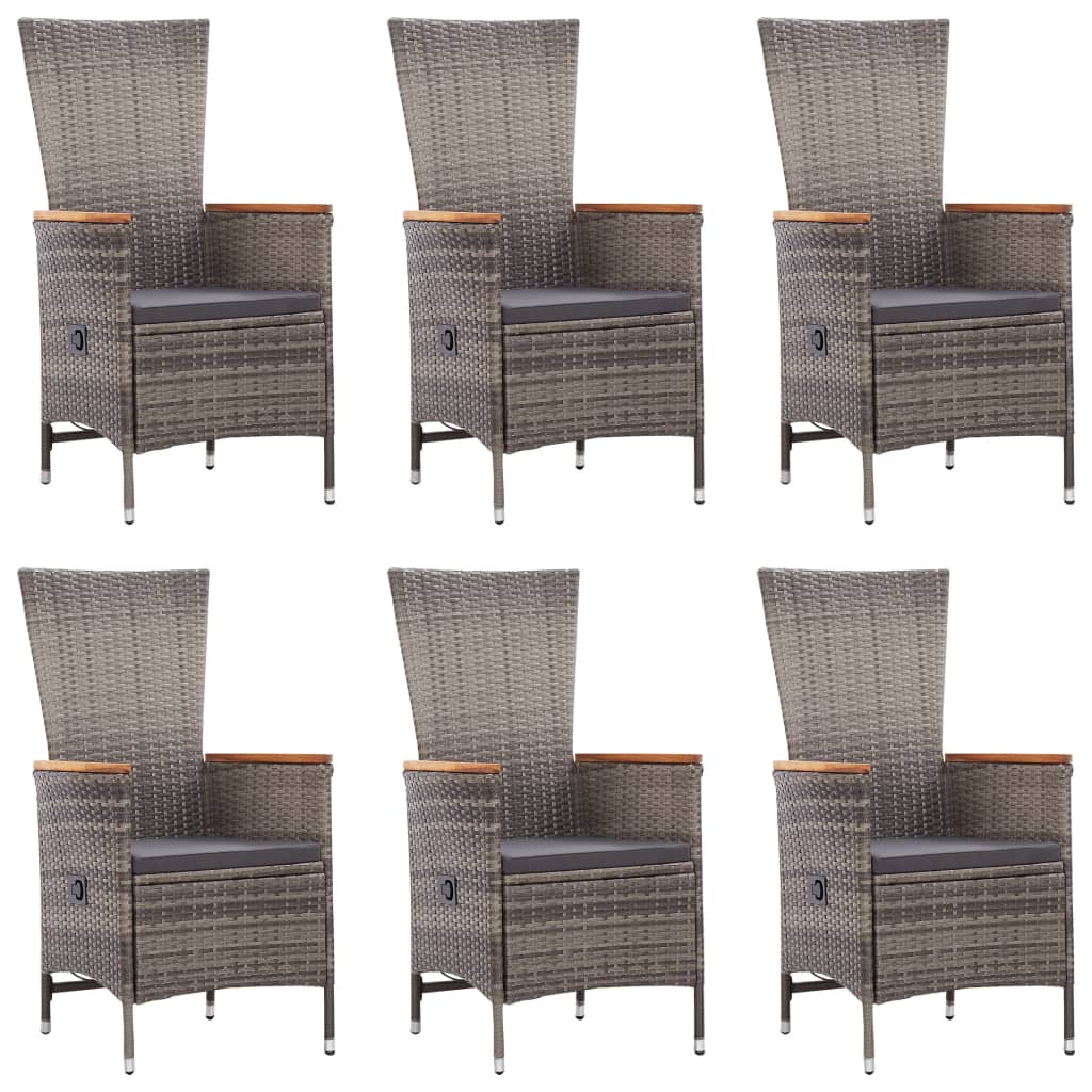 vidaXL 7-delige Tuinset poly rattan zwart