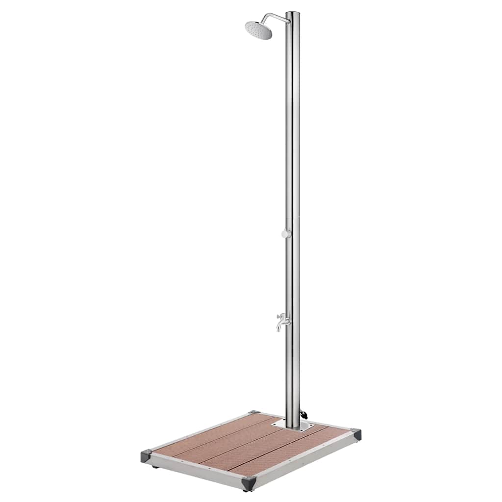 vidaXL Outdoor Shower with Brown Base 220 cm Stainless Steel