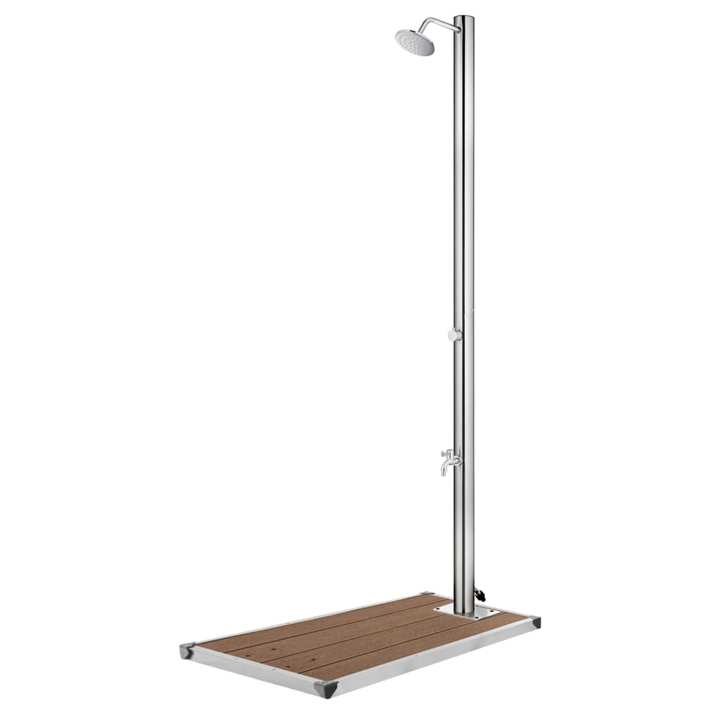 vidaXL Outdoor Shower with Brown Base 220 cm Stainless Steel