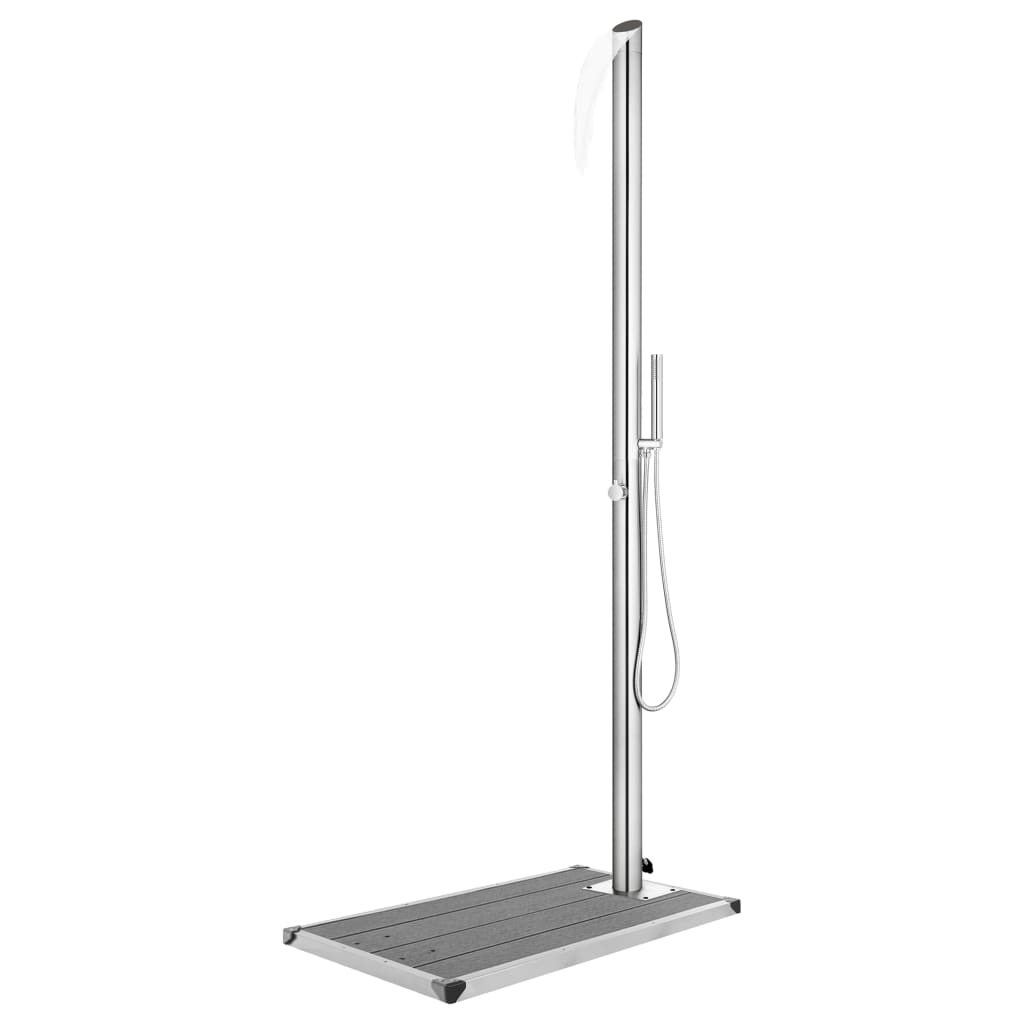 vidaXL Outdoor Shower with Brown Base 225 cm Stainless Steel