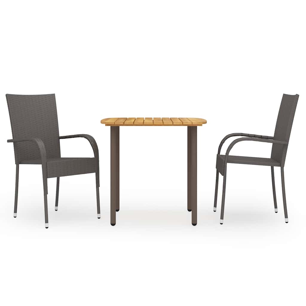 vidaXL 3-Piece Garden Dining Set Poly Rattan Brown