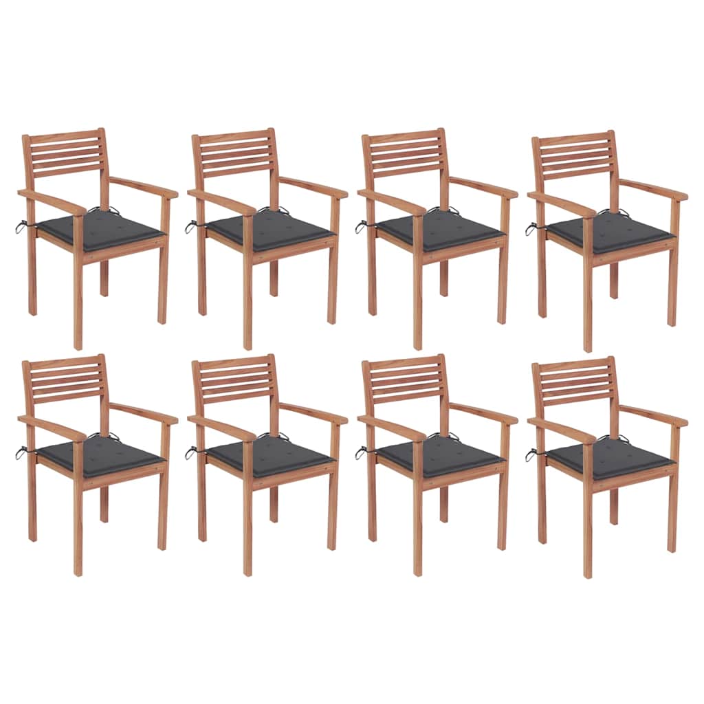vidaXL Tuinstoelen 2 st met antracietkleurige kussens massief teakhout