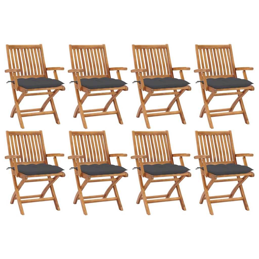 vidaXL Tuinstoelen 2 st met antracietkleurige kussens massief teakhout