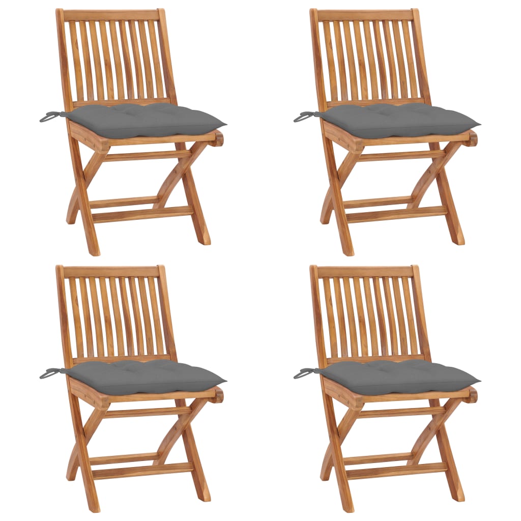 vidaXL Tuinstoelen 2 st met antracietkleurige kussens massief teakhout