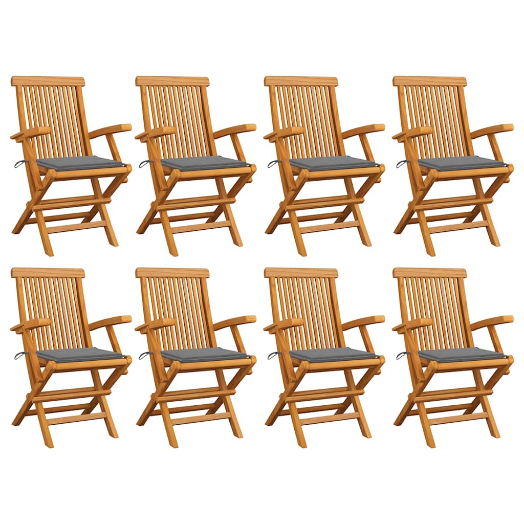 vidaXL Tuinstoelen 2 st avec antracietkleurige kussens massief teakhout