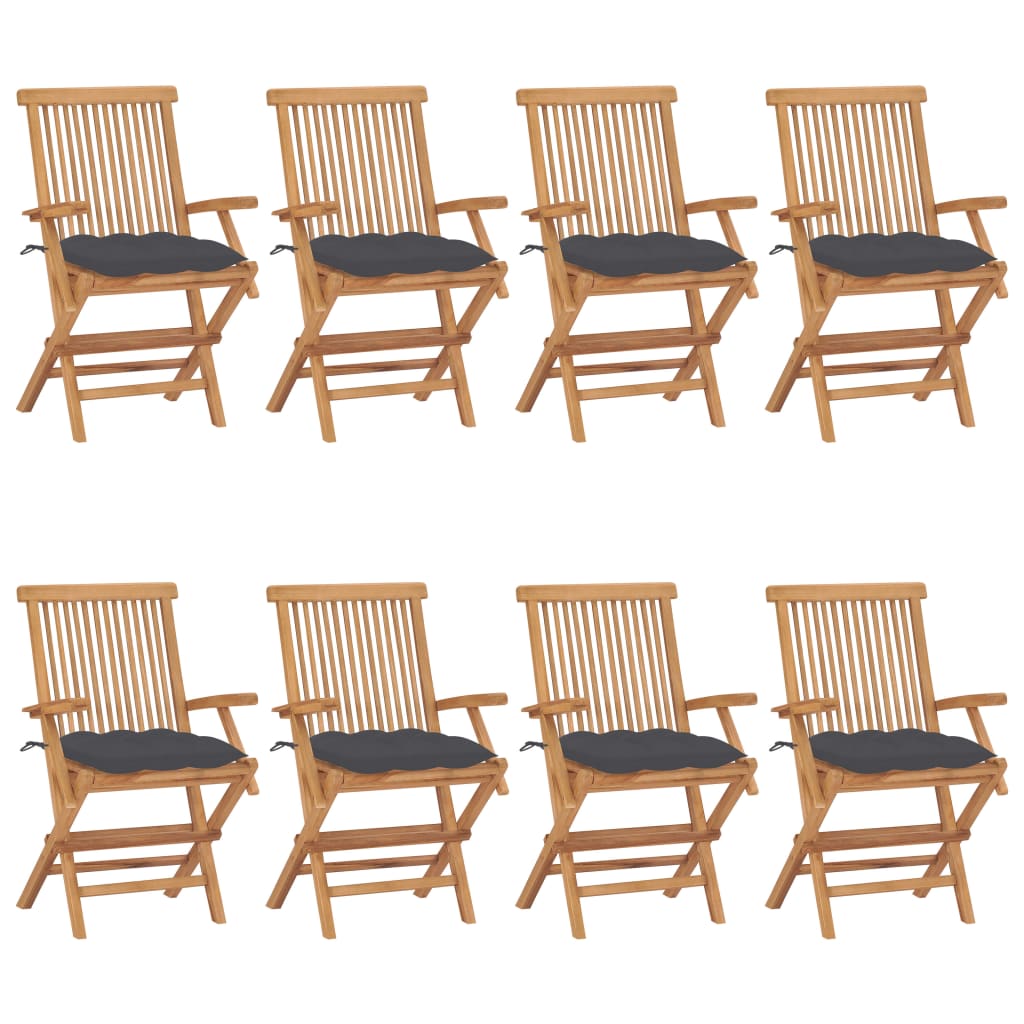 vidaXL Garden Chairs 2 pcs with Anthracite Cushions Solid Teakwood