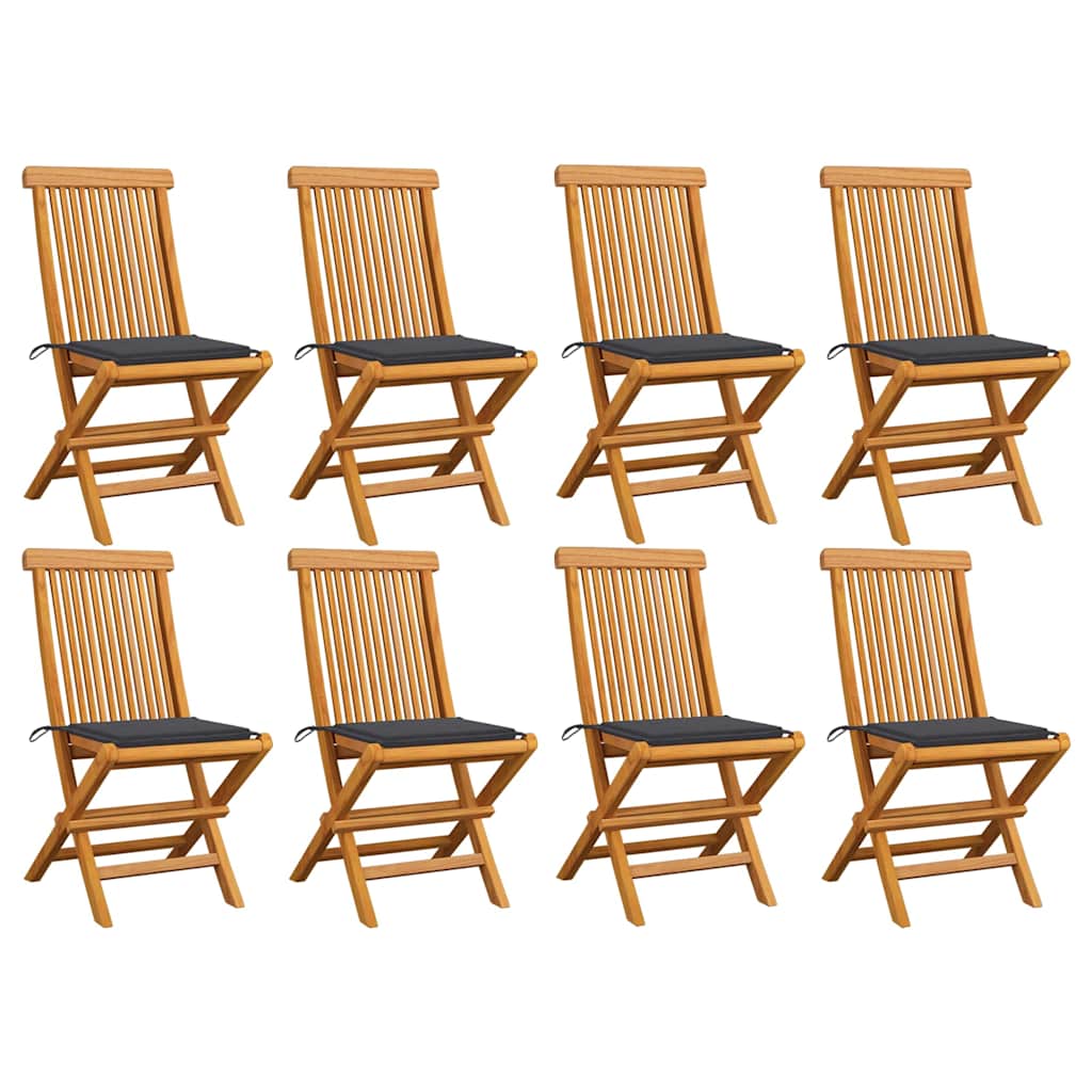 vidaXL Tuinstoelen 2 st met antracietkleurige kussens massief teakhout