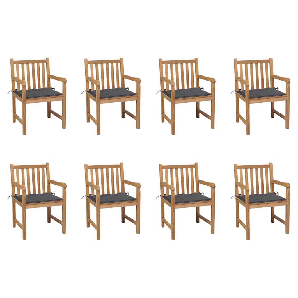 vidaXL Garden Chairs 2 pcs with Anthracite Cushions Solid Teakwood