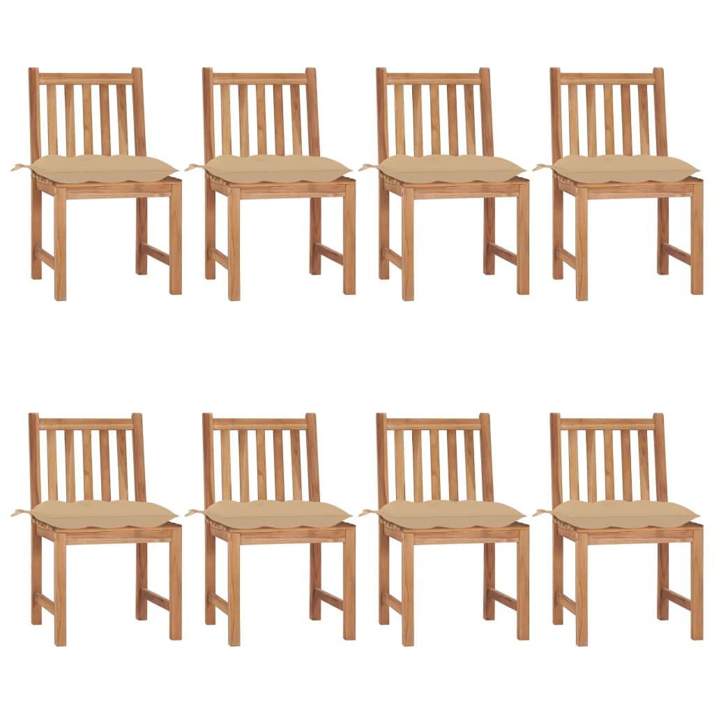 vidaXL Garden Chairs 2 pcs with Cushions Solid Teak Wood