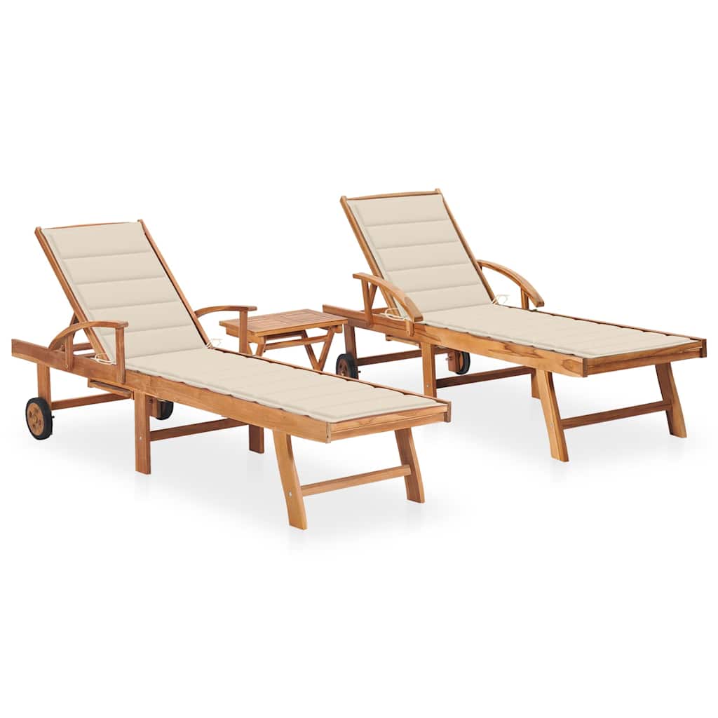 vidaXL Sun Lounger with Anthracite Cushion Solid Teak Wood