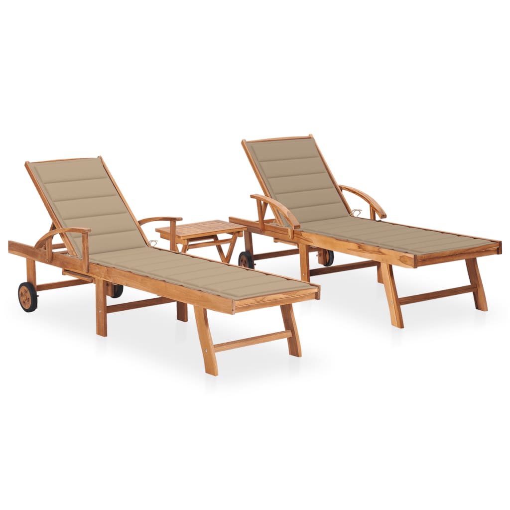 vidaXL Sun Lounger with Anthracite Cushion Solid Teak Wood