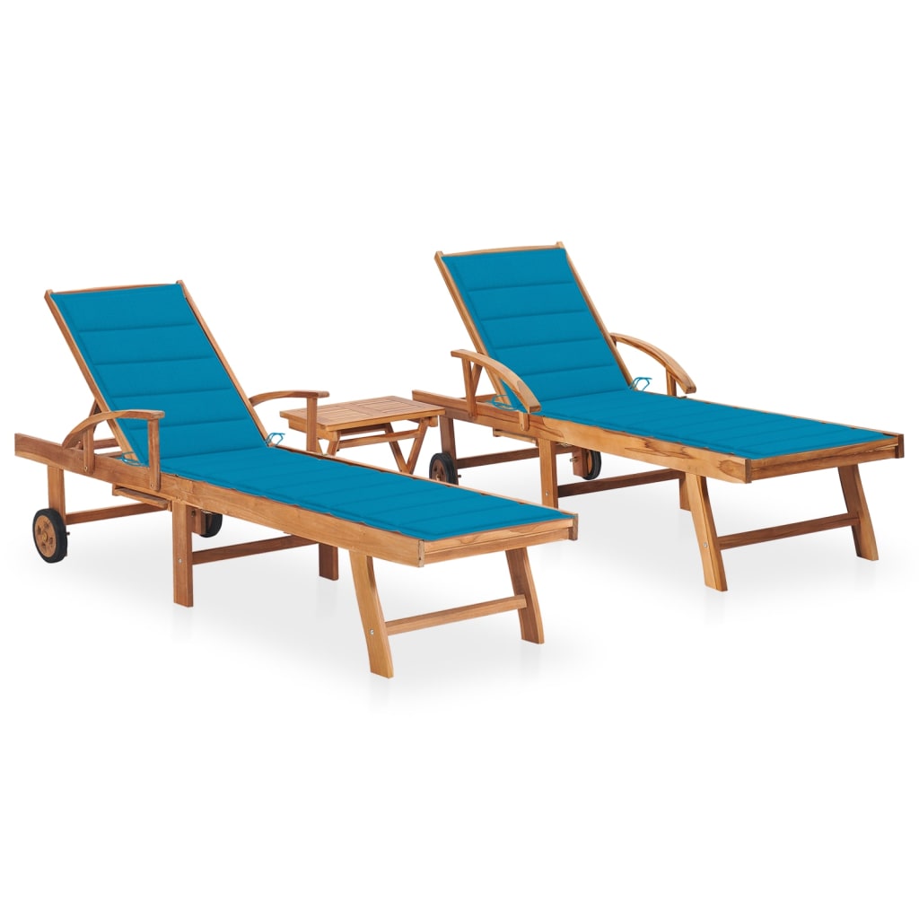 vidaXL Sun Lounger with Anthracite Cushion Solid Teak Wood