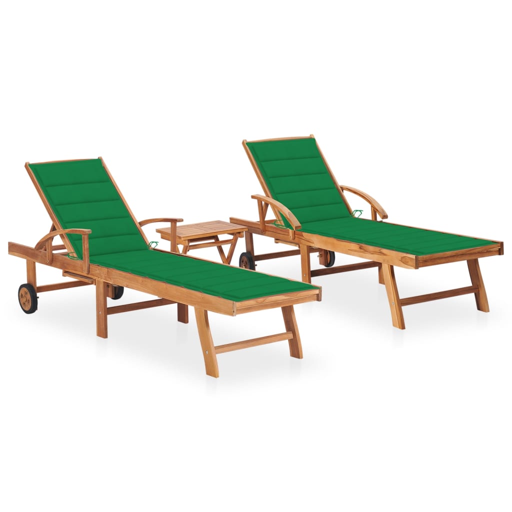 vidaXL Sun Lounger with Anthracite Cushion Solid Teak Wood